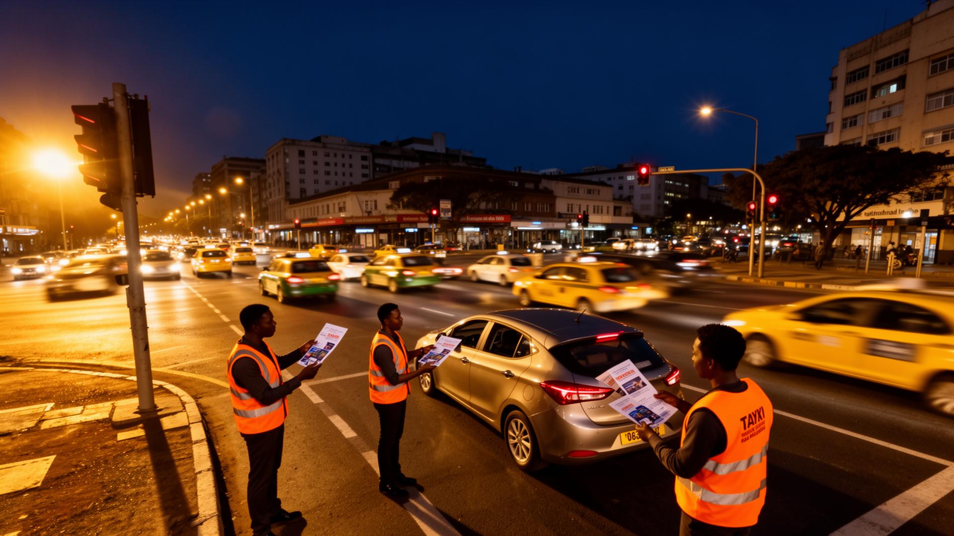 Flyer distribution at a busy SA intersection